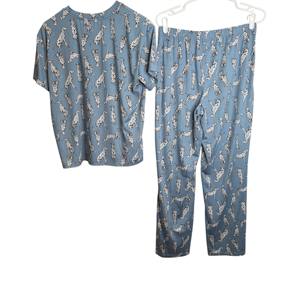 Joyspun Blue Dalmatian Dog Print Pajama Set Dreamy Soft S 4-6 Womens Top Pants - Picture 2 of 7